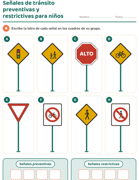 Señales de tránsito preventivas y restrictivas: ocho señales para clasificar