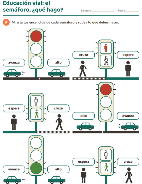 Educación vial en preescolar: el semáforo y lo que debes hacer con cada luz