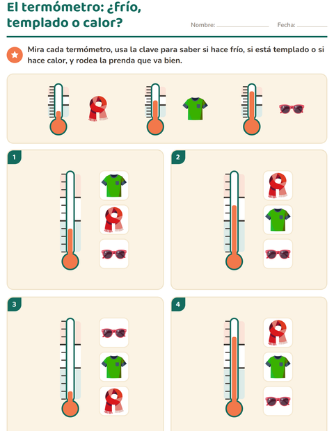 El termómetro: ¿hace frío, está templado o hace calor? — preescolar