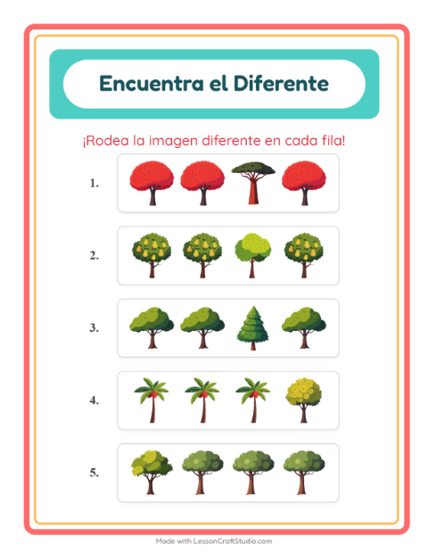 Vista previa de la hoja de El Intruso con Árboles para jardín infantil