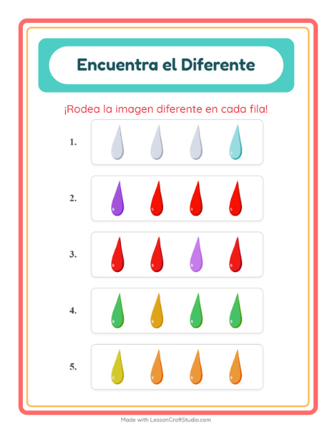 Vista previa de la hoja de El Intruso con Colores para jardín infantil