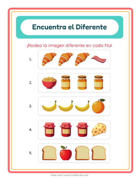 Vista previa de la hoja de El Intruso con Desayuno para jardín infantil