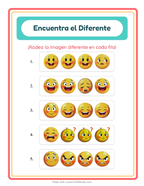 Vista previa de la hoja de El Intruso con Emociones para jardín infantil