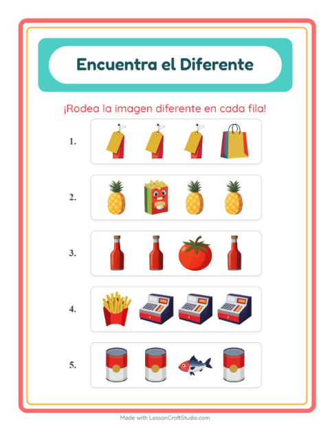 Cuál no pertenece — En el supermercado