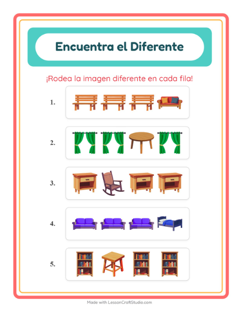 Vista previa de la hoja de El Intruso con Muebles para jardín infantil