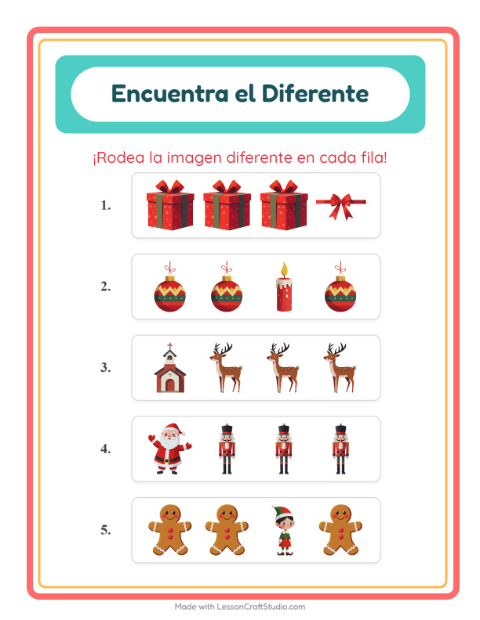 Vista previa de la hoja de El Intruso con Navidad para jardín infantil