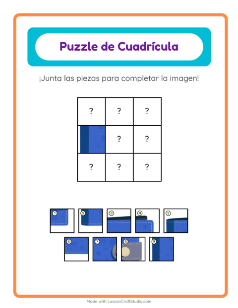 Vista previa de la hoja de Emparejar En Cuadrícula con Accesorios para jardín infantil