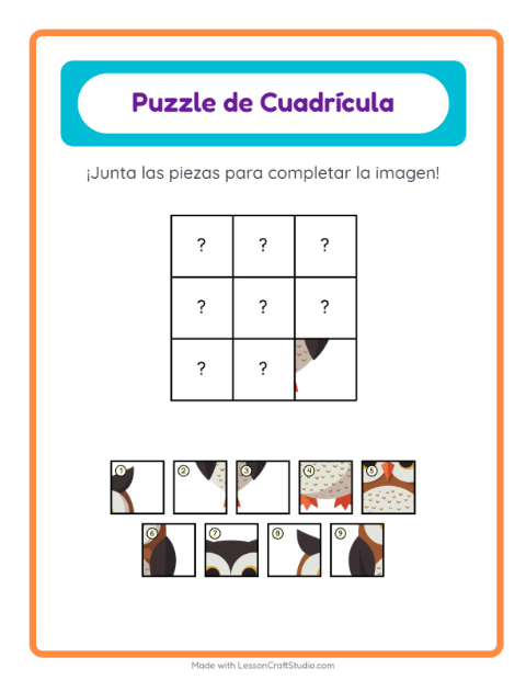 Vista previa de la hoja de Emparejar En Cuadrícula con Aves 2 para jardín infantil