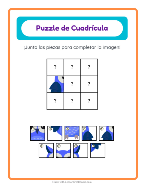 Vista previa de la hoja de Emparejar En Cuadrícula con Aves para jardín infantil