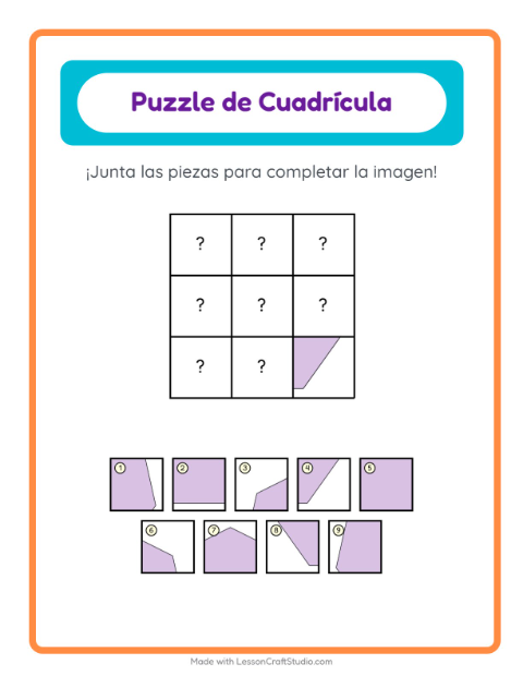 Vista previa de la hoja de Emparejar En Cuadrícula con Formas para jardín infantil