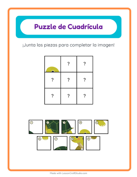 Vista previa de la hoja de Emparejar En Cuadrícula con Mascotas para jardín infantil