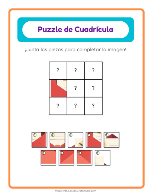 Vista previa de la hoja de Emparejar En Cuadrícula con Oficina de correos para jardín infantil