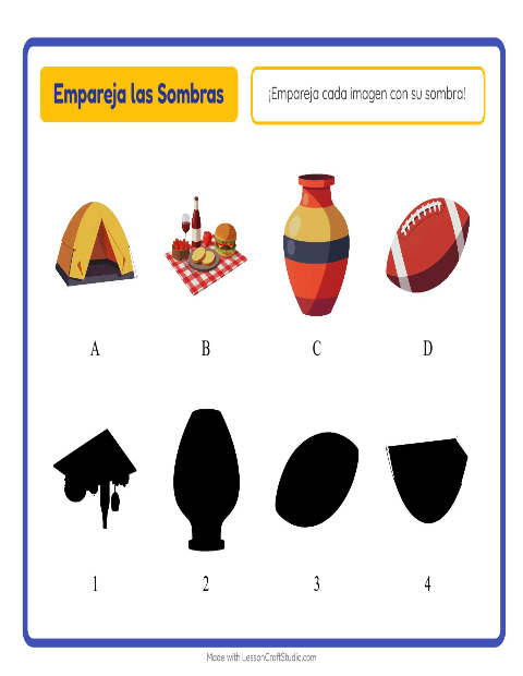 Vista previa de la hoja de Emparejar Sombras con Actividades para jardín infantil
