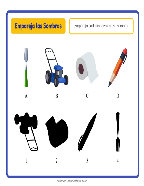 Vista previa de la hoja de Emparejar Sombras con Alrededor de la casa para jardín infantil