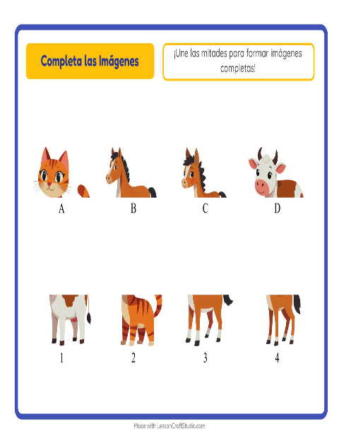Vista previa de la hoja de Emparejar Sombras con Animales de granja para jardín infantil