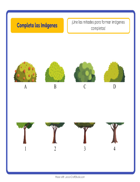 Vista previa de la hoja de Emparejar Sombras con Árboles para jardín infantil