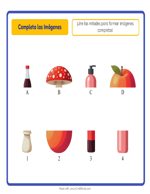 Vista previa de la hoja de Emparejar Sombras con En el supermercado para jardín infantil