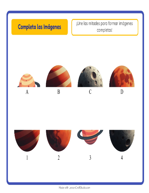 Vista previa de la hoja de Emparejar Sombras con Espacio para jardín infantil