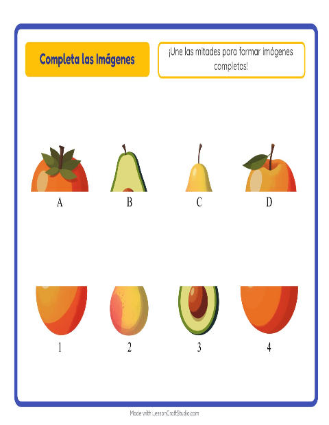 Vista previa de la hoja de Emparejar Sombras con Frutas para jardín infantil
