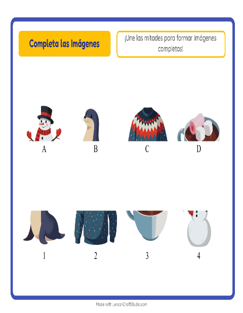 Vista previa de la hoja de Emparejar Sombras con Invierno para jardín infantil