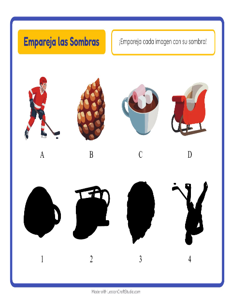 Vista previa de la hoja de Emparejar Sombras con Invierno para jardín infantil