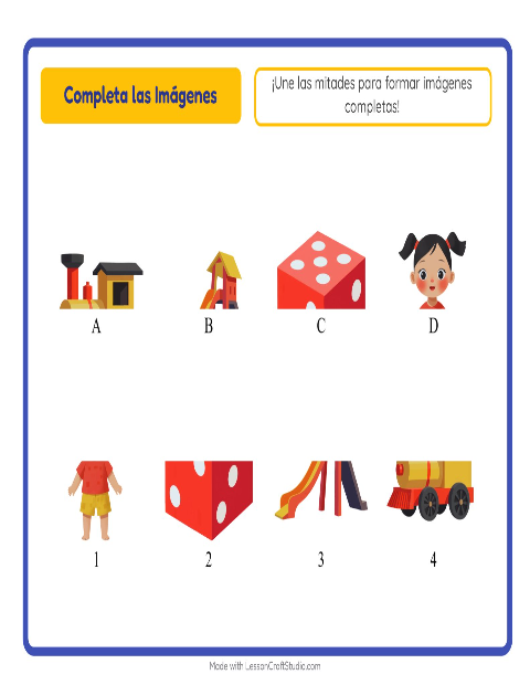 Vista previa de la hoja de Emparejar Sombras con Juguetes para jardín infantil