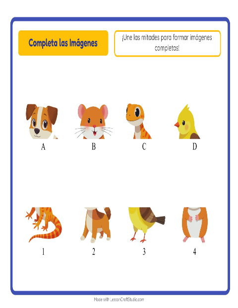 Vista previa de la hoja de Emparejar Sombras con Mascotas para jardín infantil