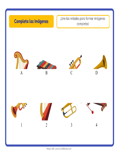Vista previa de la hoja de Emparejar Sombras con Música para jardín infantil