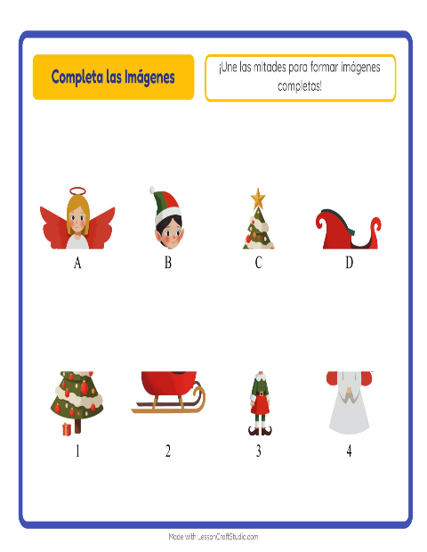 Vista previa de la hoja de Emparejar Sombras con Navidad para jardín infantil