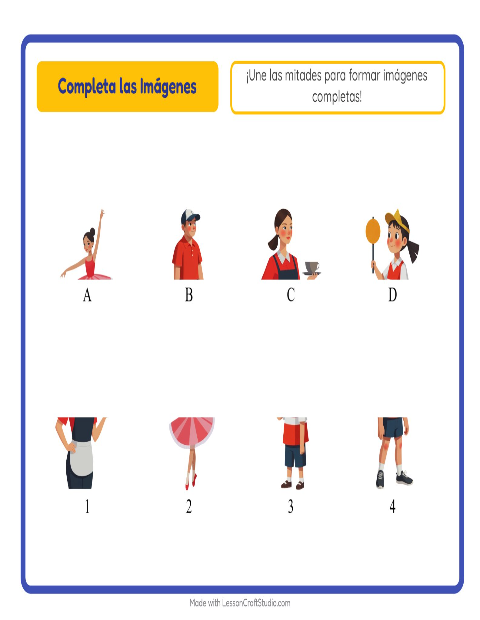 Vista previa de la hoja de Emparejar Sombras con Ocupaciones para jardín infantil
