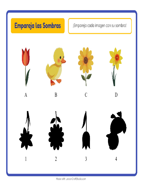 Vista previa de la hoja de Emparejar Sombras con Pascua para jardín infantil