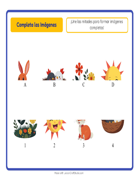 Vista previa de la hoja de Emparejar Sombras con Primavera para jardín infantil