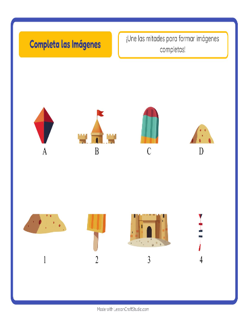 Vista previa de la hoja de Emparejar Sombras con Verano para jardín infantil