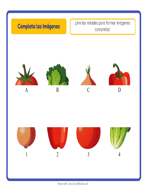 Vista previa de la hoja de Emparejar Sombras con Verduras para jardín infantil