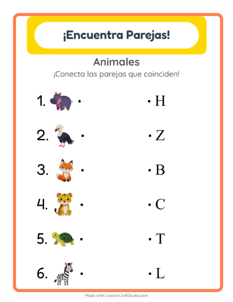 Vista previa de Une la Imagen con su Letra Inicial: Animales