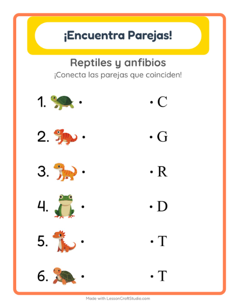 Letra inicial con Reptiles y anfibios