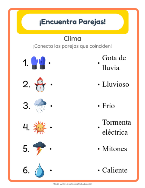 Vista previa de Lee y Relaciona: Palabras de Clima