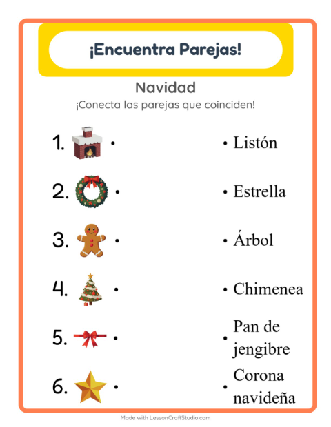 Vista previa de la hoja de Emparejar con Navidad para jardín infantil
