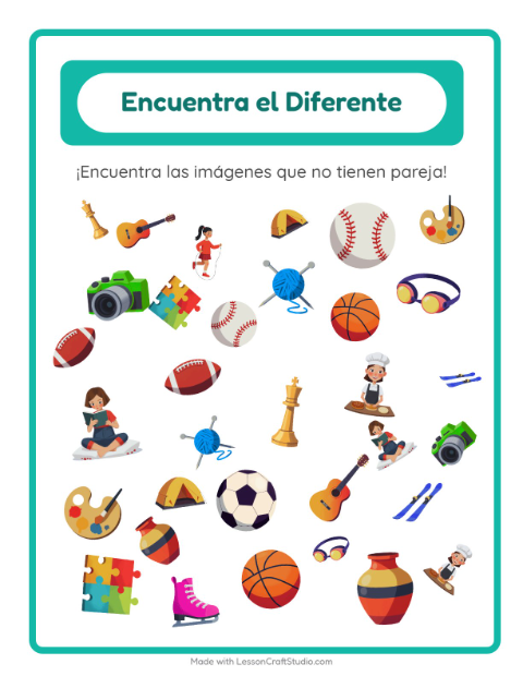 Vista previa de la hoja de Encuentra Los Objetos con Actividades para jardín infantil