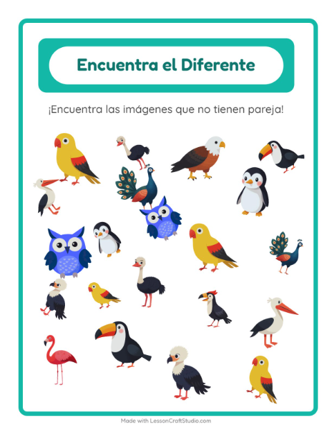 Vista previa de la hoja de Encuentra Los Objetos con Aves para jardín infantil
