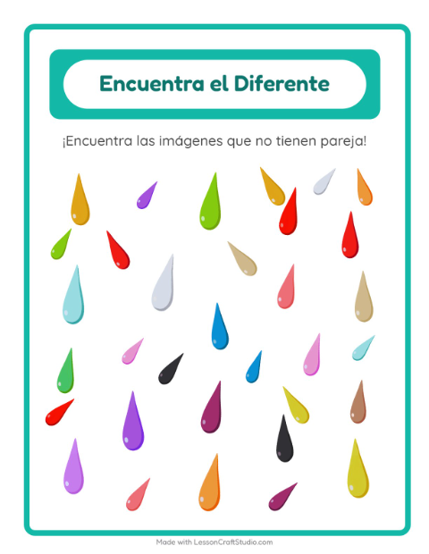 Vista previa de la hoja de Encuentra Los Objetos con Colores para jardín infantil