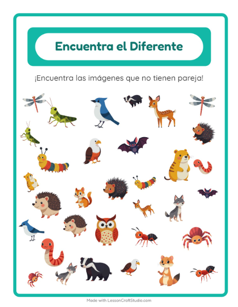Vista previa de la hoja de Encuentra Los Objetos con Criaturas del bosque para jardín infantil
