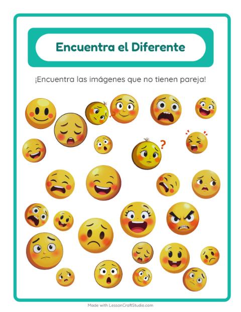 Vista previa de la hoja de Encuentra Los Objetos con Emociones para jardín infantil