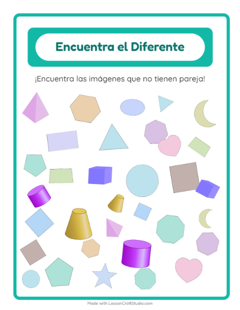 Vista previa de la hoja de Encuentra Los Objetos con Formas para jardín infantil