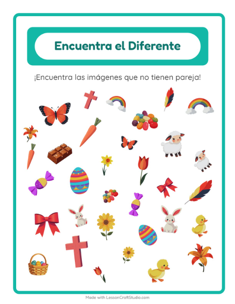 Vista previa de la hoja de Encuentra Los Objetos con Pascua para jardín infantil