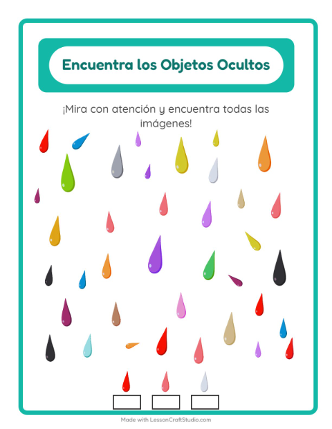 Vista previa de la hoja de Encuentra Los Objetos con Colores para jardín infantil