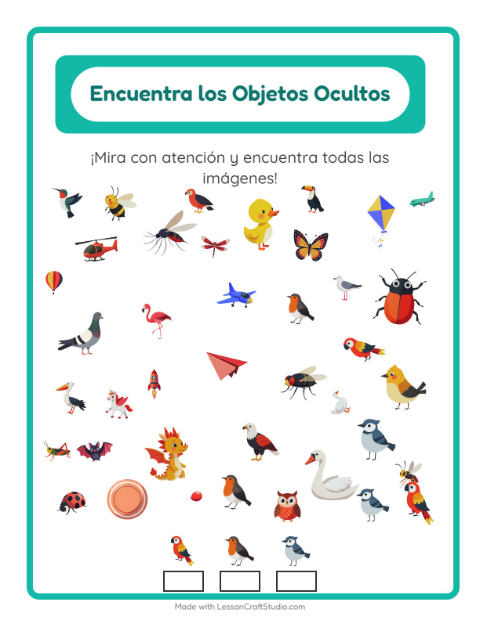 Vista previa de la hoja de Encuentra Los Objetos con Cosas que vuelan para jardín infantil