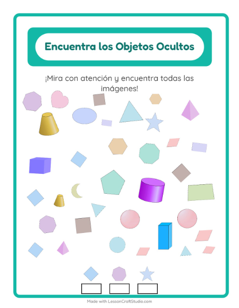 Vista previa de la hoja de Encuentra Los Objetos con Formas para jardín infantil