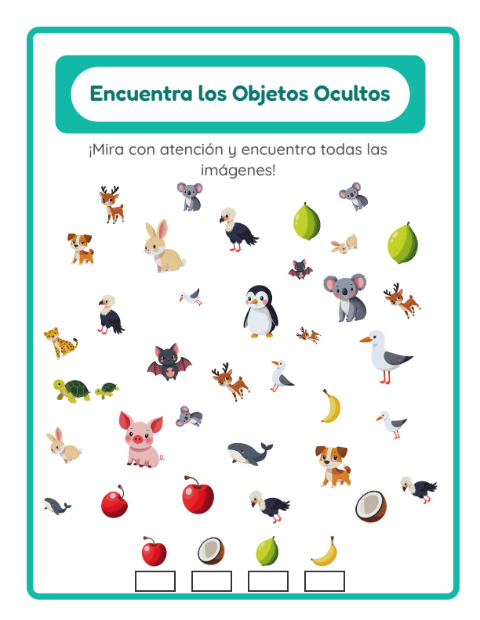 Vista previa de la hoja de Encuentra Los Objetos para jardín infantil