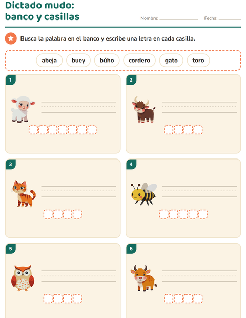 Vista previa de la hoja de Escribir la palabra con Animales de granja para grado 1